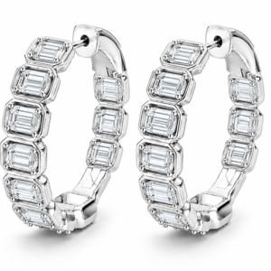 GIA Diamond Hoop Earrings in 18K White Gold 4.61 Carat TW
