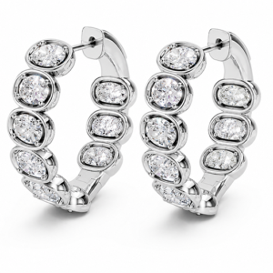 GIA Diamond In and Out Hoop Earrings in 18K White Gold 5.41 Carat TW