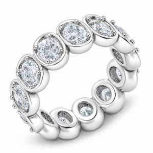 GIA Oval Shaped 3.90 Carat TW Eternity Band in 18K White Gold