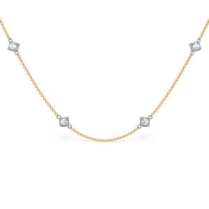 Dainty Diamond 0.04 Carat TW Necklace in Yellow and White Gold