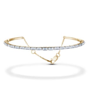 Baguette Shaped Canadian Diamond Bangle Bracelet in Yellow Gold 1.36 Carat TW