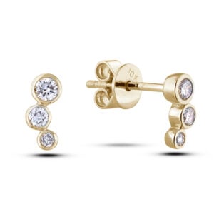 Graduated Three-Stone Diamond Drop Earrings in Yellow Gold