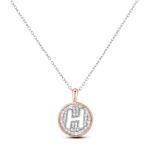 Pavé Canadian Diamond Medallion Initial Pendant Necklace with Silver Chain