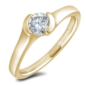 Canadian Diamond Solitaire Tension Set Engagement Ring in 18K Yellow Gold 0.53 Carat