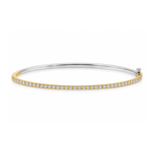 Canadian Diamond Bangle Bracelet in Yellow Gold and Sterling Silver