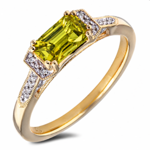 Yellow Sapphire and Canadian Diamond Ring in Yellow Gold