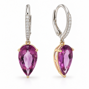 Amethyst 7.40 Carat TW and Canadian Diamond Drop Earrings in White and Yellow Gold
