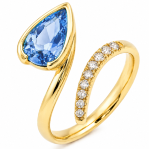 Blue Topaz 1.02 Carat and Canadian Diamond Ring in Yellow Gold