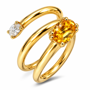 Diamond and Citrine Spiral Ring In 18K Yellow Gold