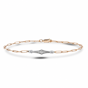 Canadian Diamond Paperclip Bracelet in Yellow and White Gold 0.30 Carat TW