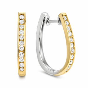 Canadian Diamond Hoop Earrings in Yellow Gold and Sterling Silver 0.50 Carat TW