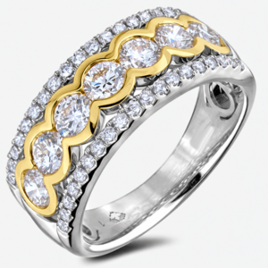 Canadian Diamonds Wide Anniversary Ring in Yellow Gold and Sterling Silver 1.60 Carat TW