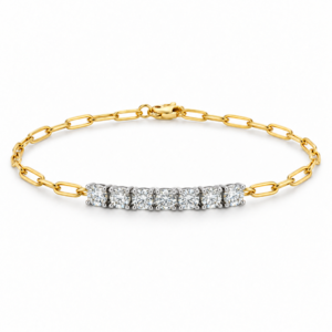 Canadian Diamond Paperclip Chain Bracelet in Yellow and White Gold 0.60 Carat TW