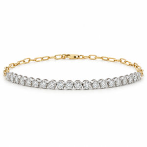 Canadian Diamond Paperclip Chain Bracelet in Yellow Gold and Sterling Silver