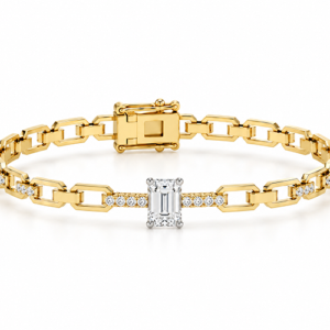 De Beers Forevermark Diamond Art Deco Bracelet in 14K White and Yellow Gold
