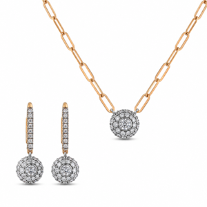 De Beers Forevermark Matching 18K Gold Diamond Necklace and Earrings Set | 0.99 Carat TW