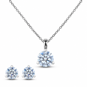 GIA Solitaire Diamond Pendant & Earrings Set in 14K White Gold | 1.80 Carat TW