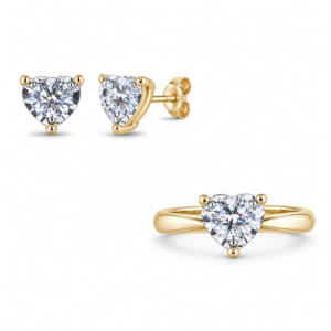 De Beers Forevermark Matching 18K Gold Diamond Ring and Earrings Set | 0.54 Carat TW