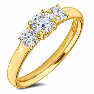 Canadian Diamond Trilogy Ring in Yellow Gold 0.80 Carat TW