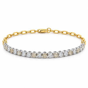 Canadian Diamond Paperclip Bracelet in Yellow Gold and Sterling Silver 1.25 Carat TW