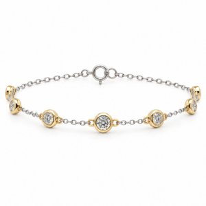 Bezel Set Canadian Diamond Bracelet in Yellow Gold and Sterling Silver 1.00 Carat TW