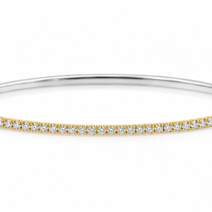 Canadian Diamond Bangle Bracelet in Yellow Gold and Sterling Silver