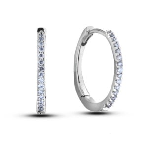 Dainty Diamond Hoop Earrings in White Gold
