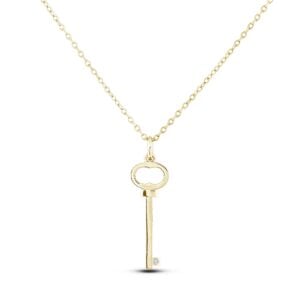 Canadian Diamond Key Pendant Yellow Gold