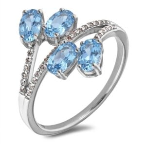 4 Stone Ceylon Sapphire Ring with Canadian Diamond Accents in White Gold - Payment Link