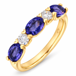 Iolite 1.86 Carat TW and Canadian Diamond Ring In Yellow Gold