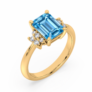 Blue Topaz 2.62 Carat and Canadian Diamond Accent Ring in Yellow Gold