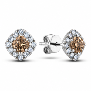 Desert Canadian Diamond Halo Stud Earrings in White Gold