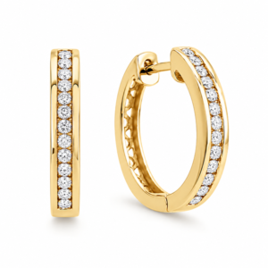 Canadian Diamond Hoop Earrings in Yellow Gold 0.26 Carat TW