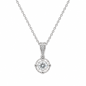 Canadian Diamond Miracle Halo Setting Pendant in White Gold