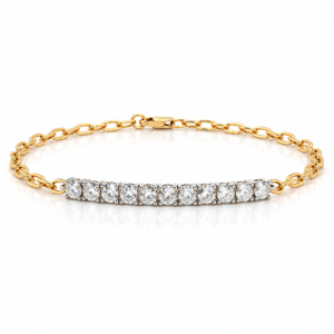 Canadian Diamond Paperclip Bracelet in Yellow and White Gold 0.90 Carat TW