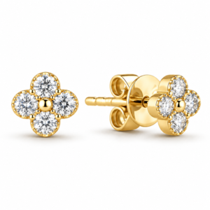 Diamond Flower Stud Earrings in Yellow Gold | 0.15 Carat TW