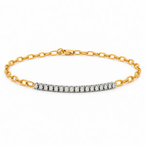 Canadian Diamond Paperclip Bracelet in Yellow and White Gold