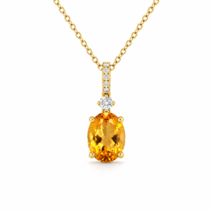 Canadian Diamond and 1.87 Carat Citrine Drop Pendant in Yellow Gold