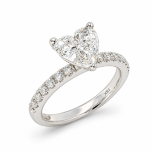 Heart Brilliant Cut GIA Diamond Engagement Ring in 18K White Gold 1.97 Carat TW