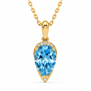 Blue Topaz 2.15 Carat and Canadian Diamond Pendant in Yellow Gold