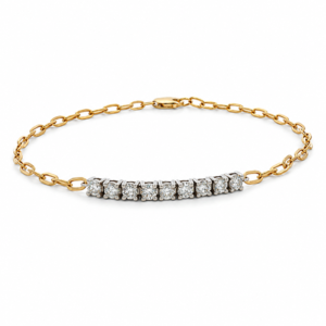 Canadian Diamond Paperclip Bracelet in Yellow and White Gold 1.07 Carat TW