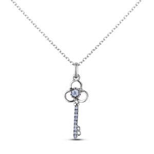 Canadian Diamond Key Pendant in White Gold