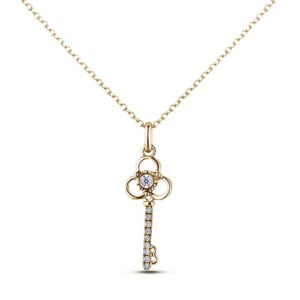 Canadian Diamond Key Pendant in Yellow Gold
