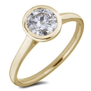 Canadian Diamond Bezel Set Solitaire Engagement Ring in 10K Yellow Gold 1.09 Carat (SI2-I1 Clarity, H-I Color)
