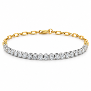 Canadian Diamond Paperclip Bracelet in Yellow and White Gold 1.05 Carat TW