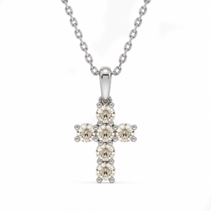 Diamond Cross Pendant in 18K White Gold