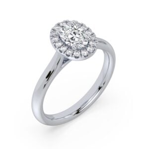 GIA Diamond Halo Engagement Ring in 14K White Gold 0.62 Carat TW
