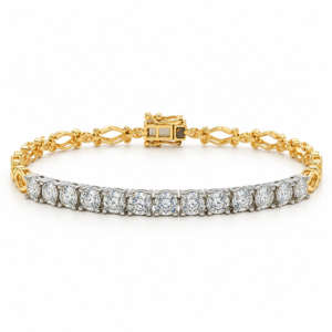 Canadian Diamond Twist Style Bracelet in Yellow Gold and Silver 1.27 Carat TW