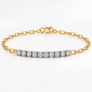 Canadian Diamond 1.00 Carat TW Paperclip Chain Bracelet in Yellow and White Gold