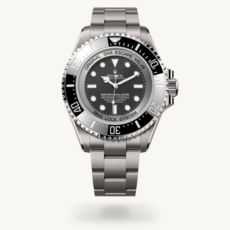 Rolex Deepsea Challenge in RLX titanium with Intense black dial, Unidirectional rotatable 60-minute graduated, scratch-resistant Cerachrom insert in ceramic, numerals and graduations coated in platinum bezel, and RLX titanium bracelet